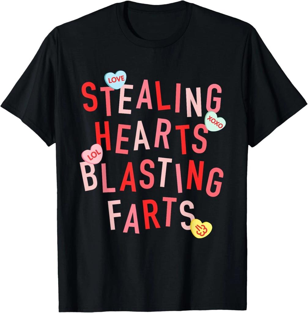 Stealing Hearts And Blasting Farts Funny Valentines Day T- Shirt