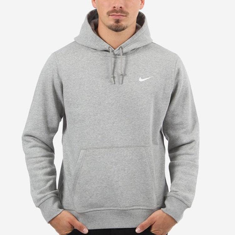 Nike Club Swoosh Logo Pullover Hoodie Men Tops Dark-Grey 916271-063