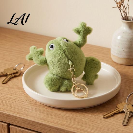 Small Animal Plushie Pendant Cute Frog Plush Keychain Soft Stuffed with Raised Paw Cartoon Gift for Kids Bag Charm Backpack Mini Doll Adults