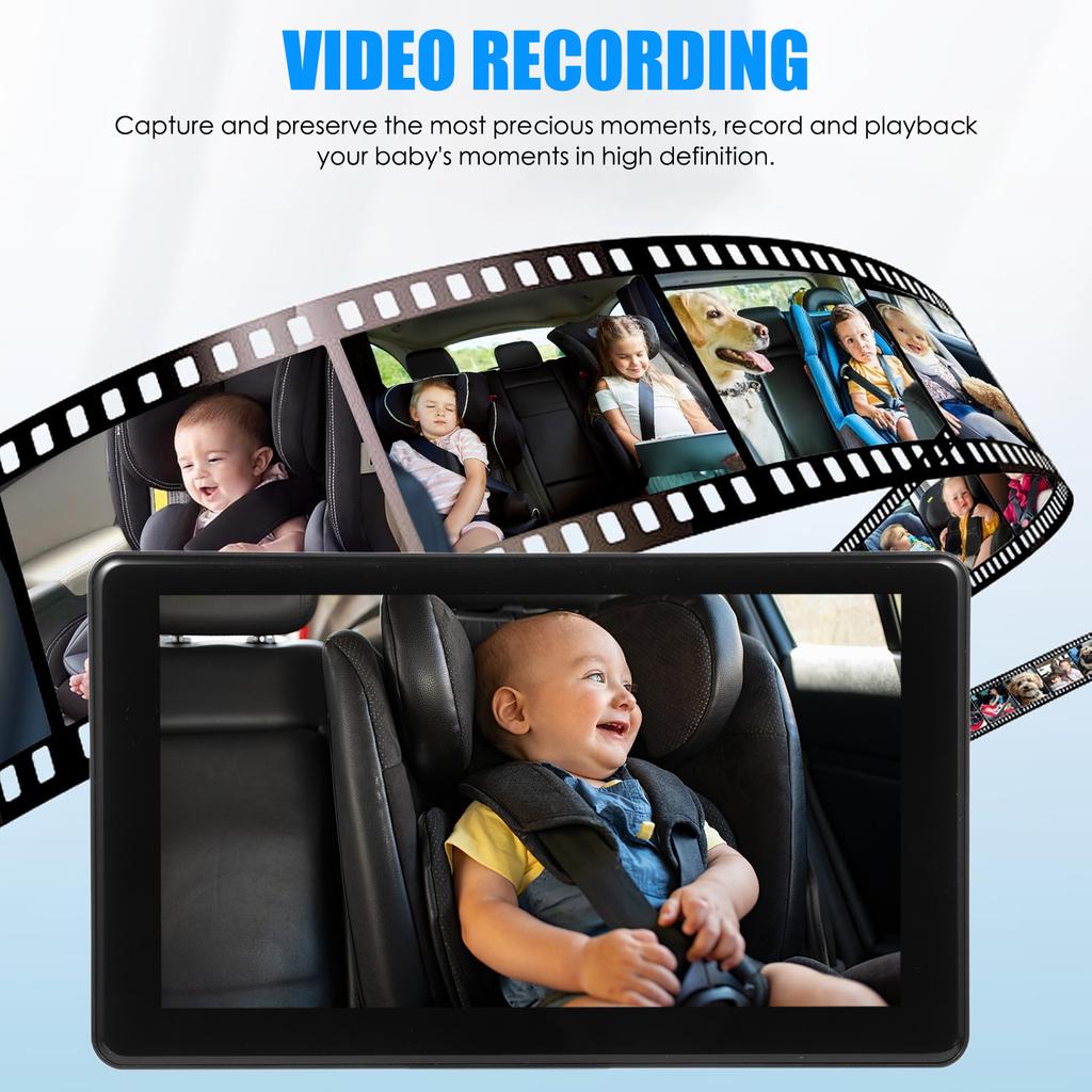 Baby Car Camera, 7  Back Seat Baby Car Mirror with Infrared Night Vision, Video Recording Function, Clear Wide View,