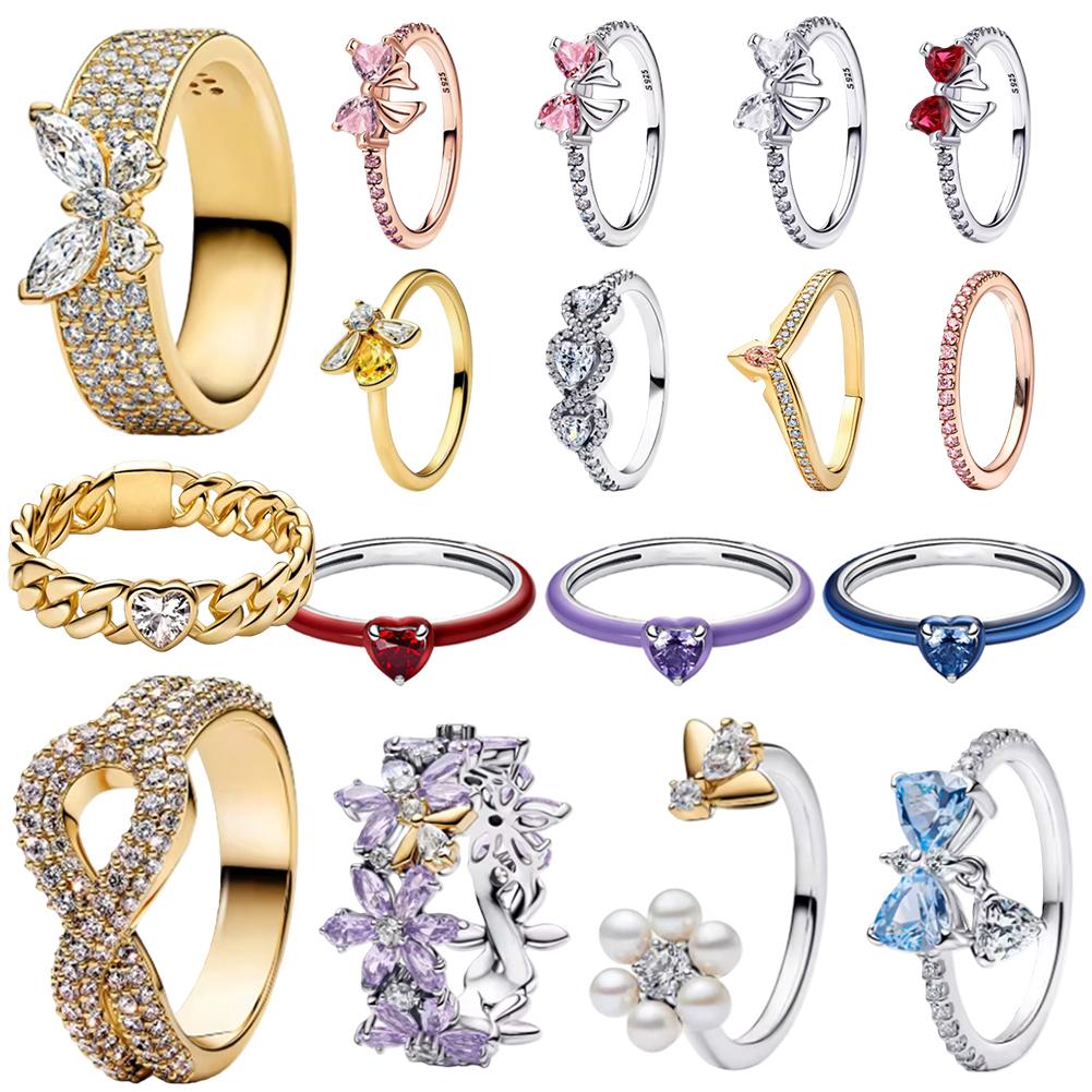 New 925 Silver Plant Bee Flower Women's Ring Suitable for Wedding Parties Wear DIY High Quality Jewelry Gifts