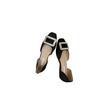 French retro satin silk square buckle high heels women's heel thick square head medium heel single shoes leather spring