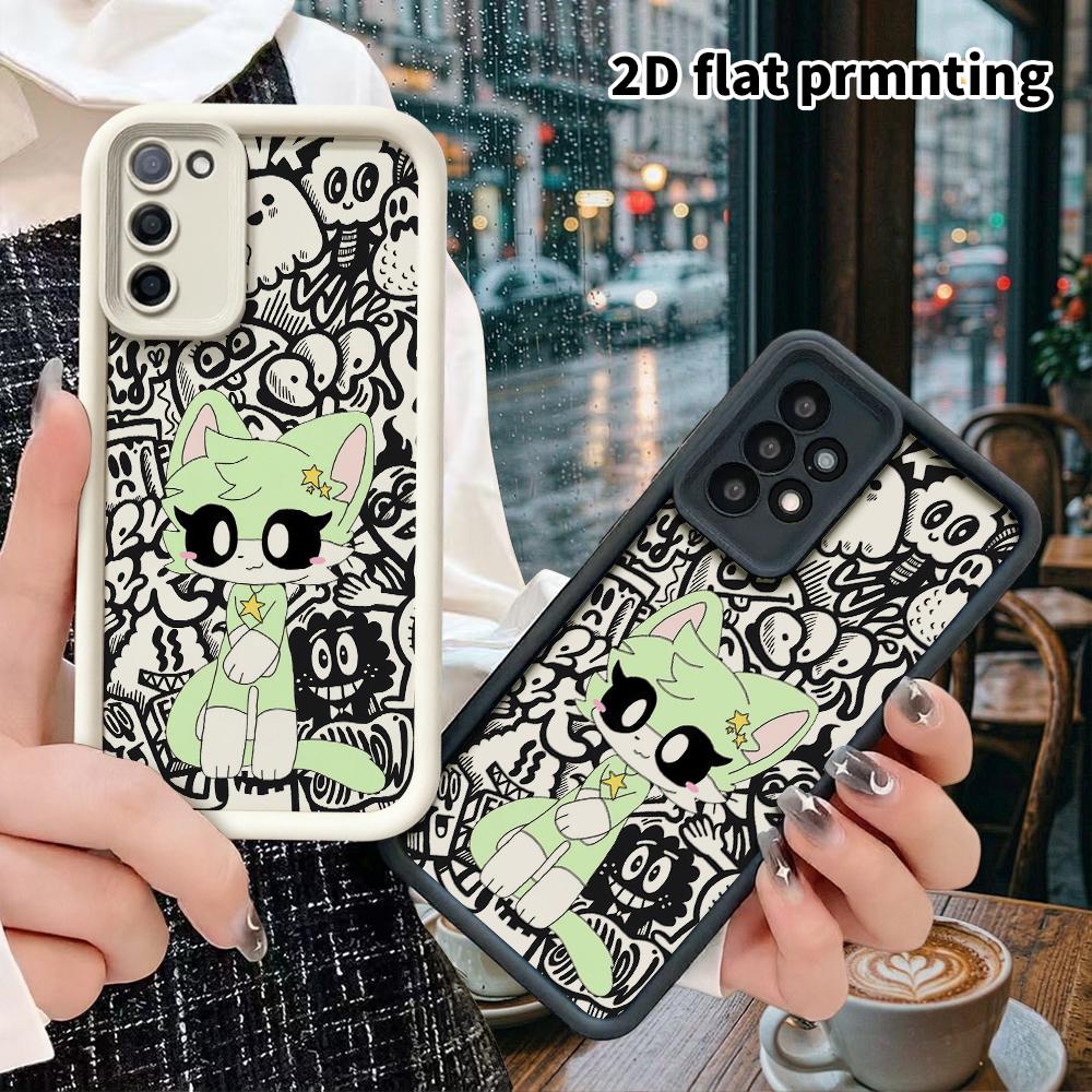 Phone Case: 2D Flat Samsung Galaxy A34 A35 M05 M06 S20 S22 S21 FE Plus 5G Protective Case, Cartoon Kitten, Christmas and Halloween Gift