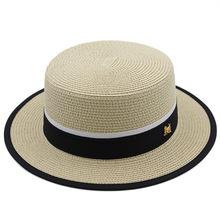 

New Summer Fashion Straw Hat Womrn Female Flat Brim Sun Protection Cap Outdoor Travel Beach Sun Hats adult бежевий