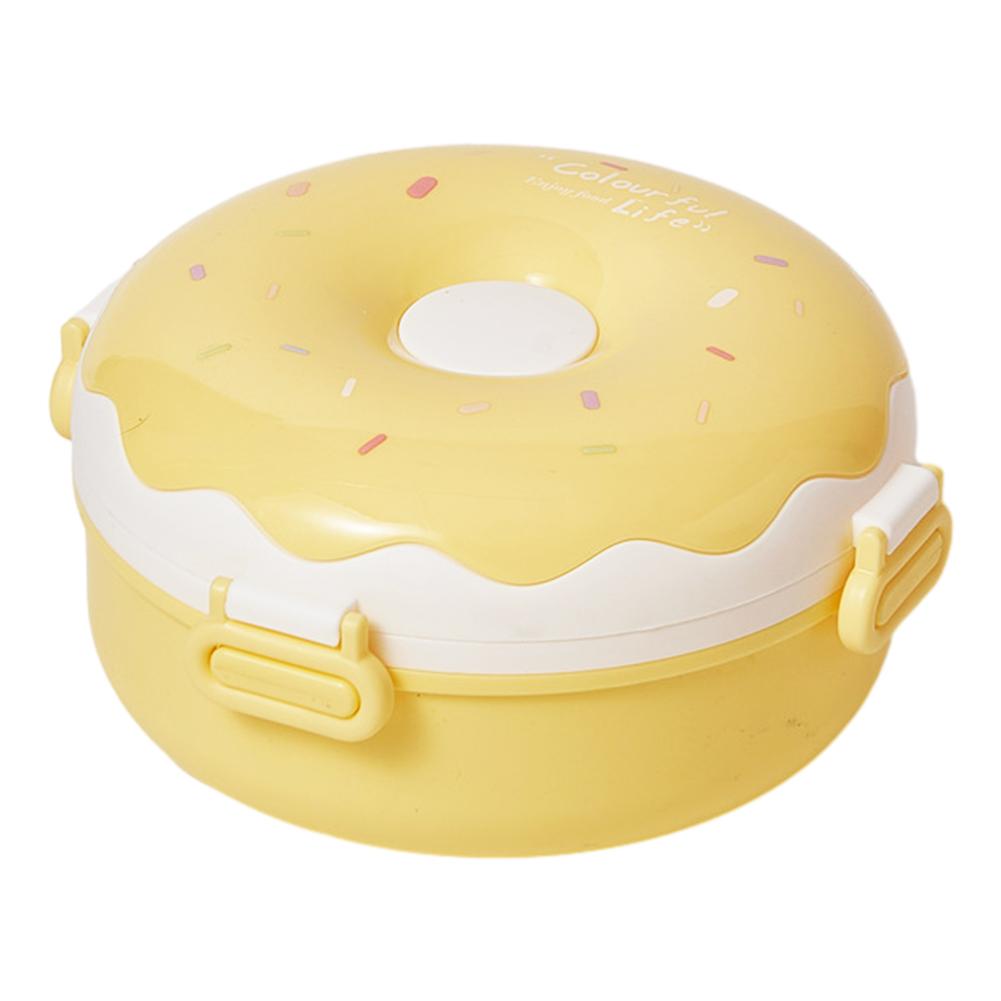 Contenitore Pranzo a Forma di Ciambella con Cucchiaio Forchetta 900ml Scatola Pranzo Bento per Viaggio e Uso Quotidiano per Adulti/Bambini/Piccoli