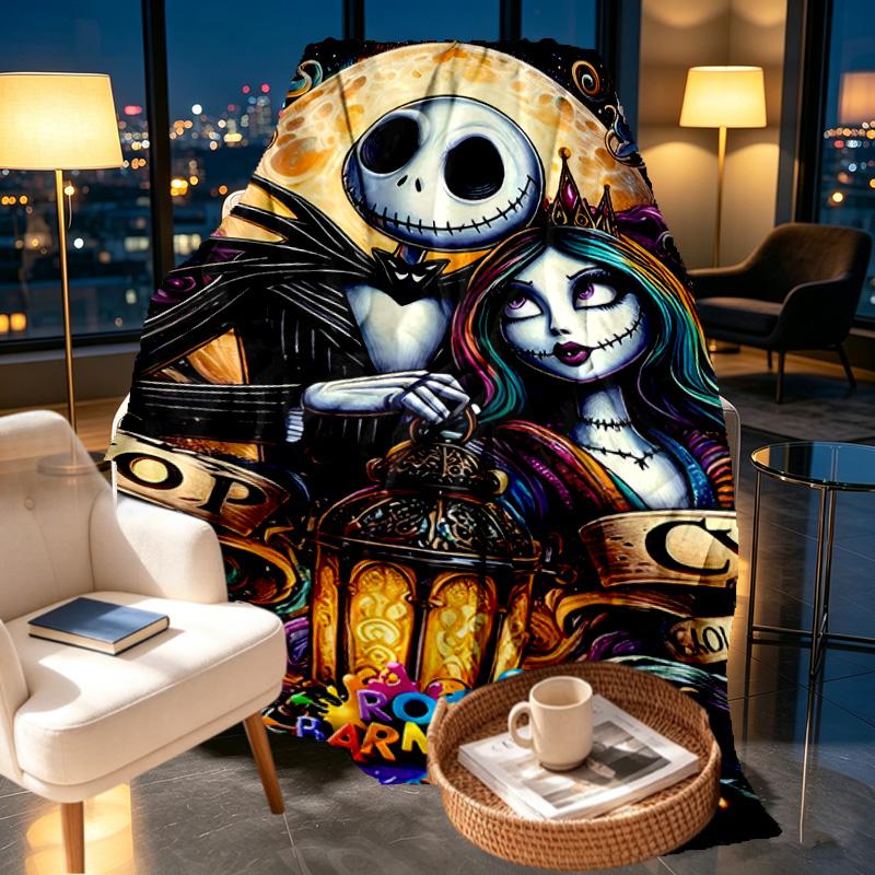 The Nightmare Before Christmas Print Blanket - Soft & Comfortable, for Bedroom, Travel, Sofa, Home Decoration - Birthday Christmas Gift for Friend