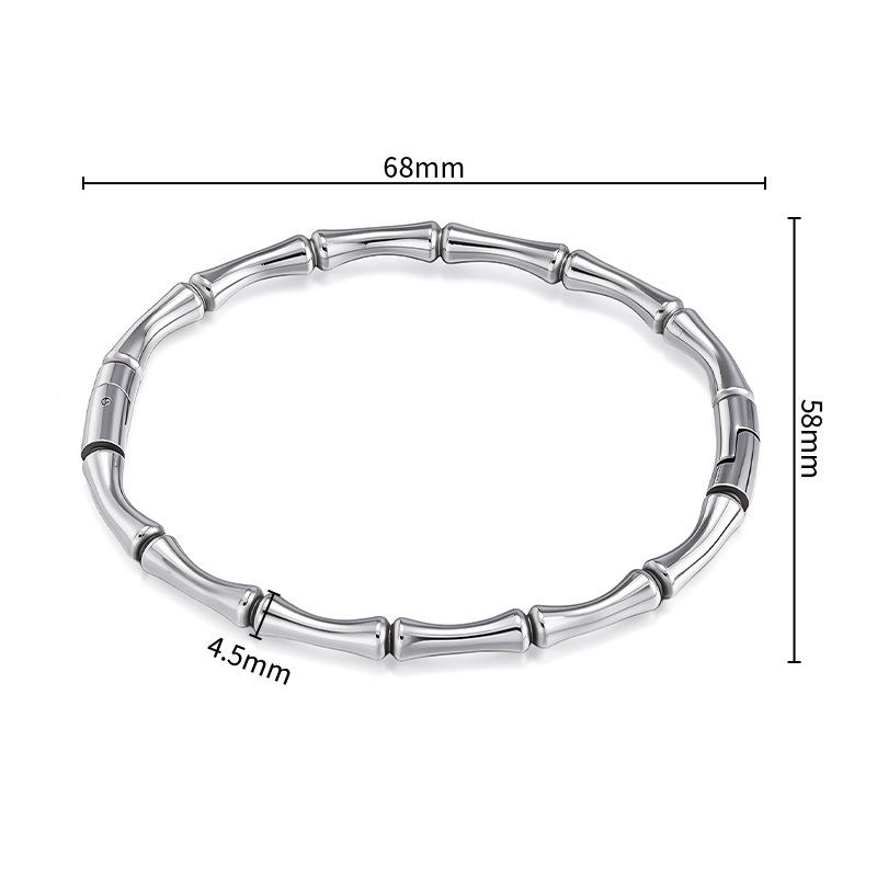 Stainless Steel Bamboo Joint Bangle: European & American Retro Titanium Bracelet