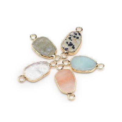 1Pc, Reiki Healing Crystal Pendant Charm Irregular Connector, Energy Natural Stone Amazonite Gemstone Connectors for Jewelry Making DIY Craft Gifts