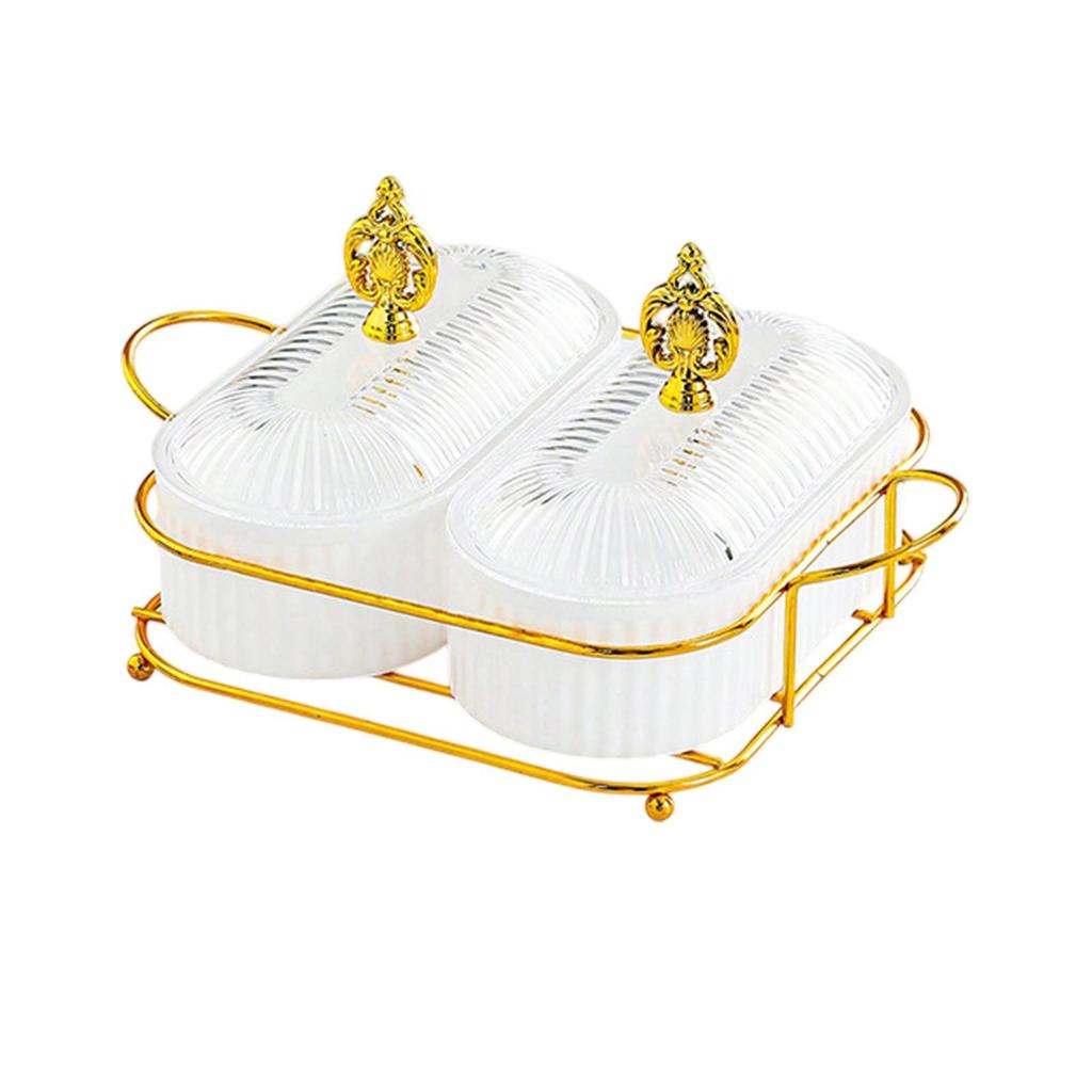 Dry Fruit Tray with Lid Snacks Dish Divided Serving Platter Appetizer Plate for Party Kitchen Dining Room Living Room Cookies