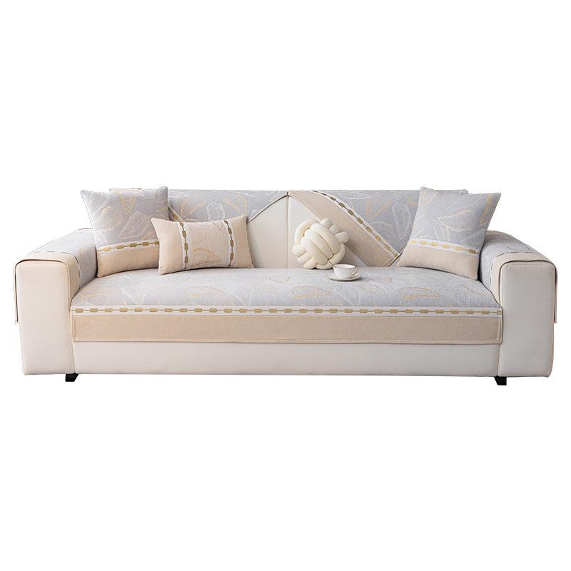 Chenille Sofakissen Universell für alle Jahreszeiten, Neues hochwertiges Sitzkissen in leichtem Luxus, Rutschfester Sofabezug aus Leder, Bezugstoff