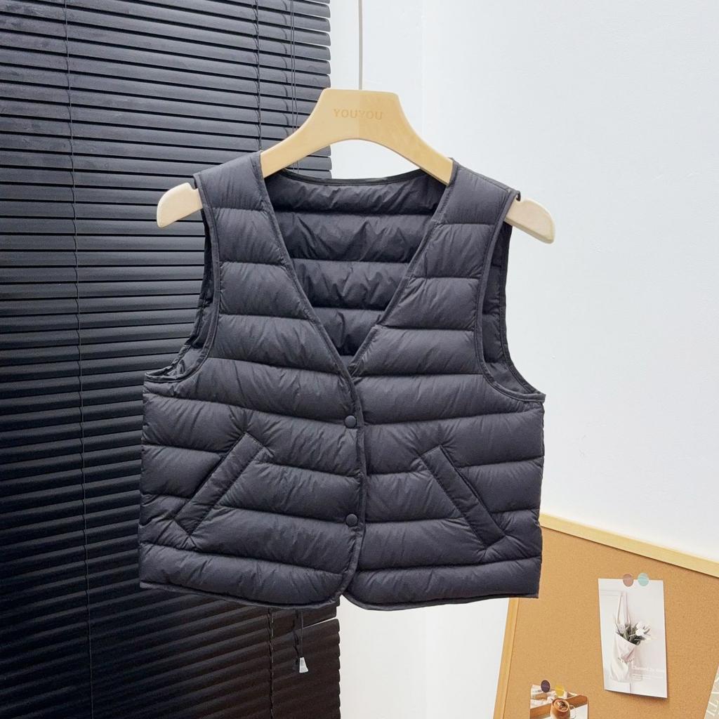 White duck down ribs light down jacket vest liner women's winter new V-neck inner thermal vest