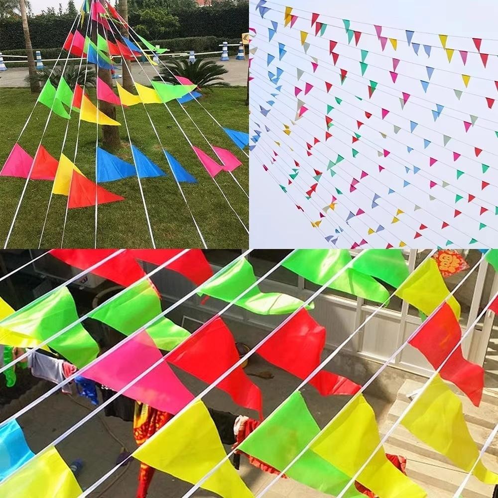 100Pcs Colorful Pennant Banner Triangle Shape Triangle Flags New Flag Garland Hanging Decor