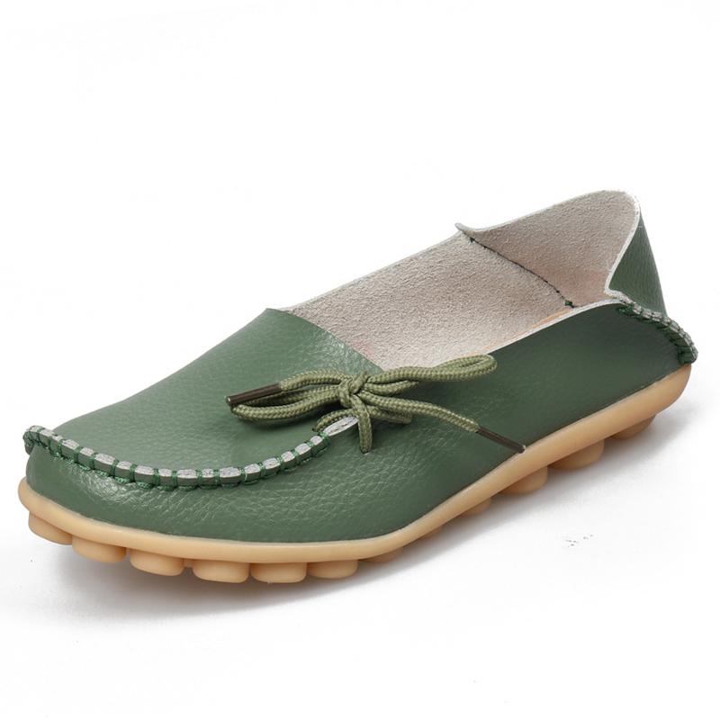 Women Flats Genuine Leather Fashion Walking Women Shoe Moccasins Ballet Flats Oxford Nurse Shoes Black Plus Size Ladies Shoes