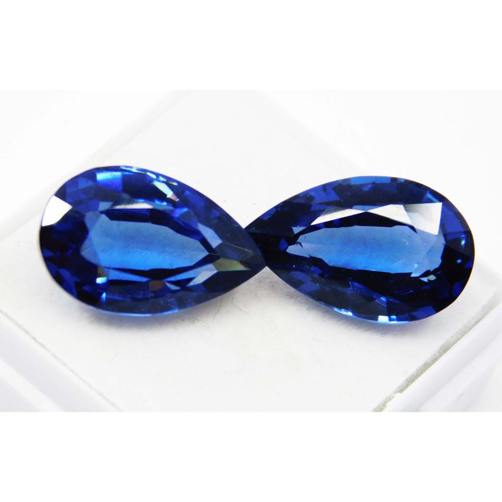 CERTIFIED 20.45 Ct Pair Natural Blue Sapphire Pear Loose Gemstone Earring Size A-1461