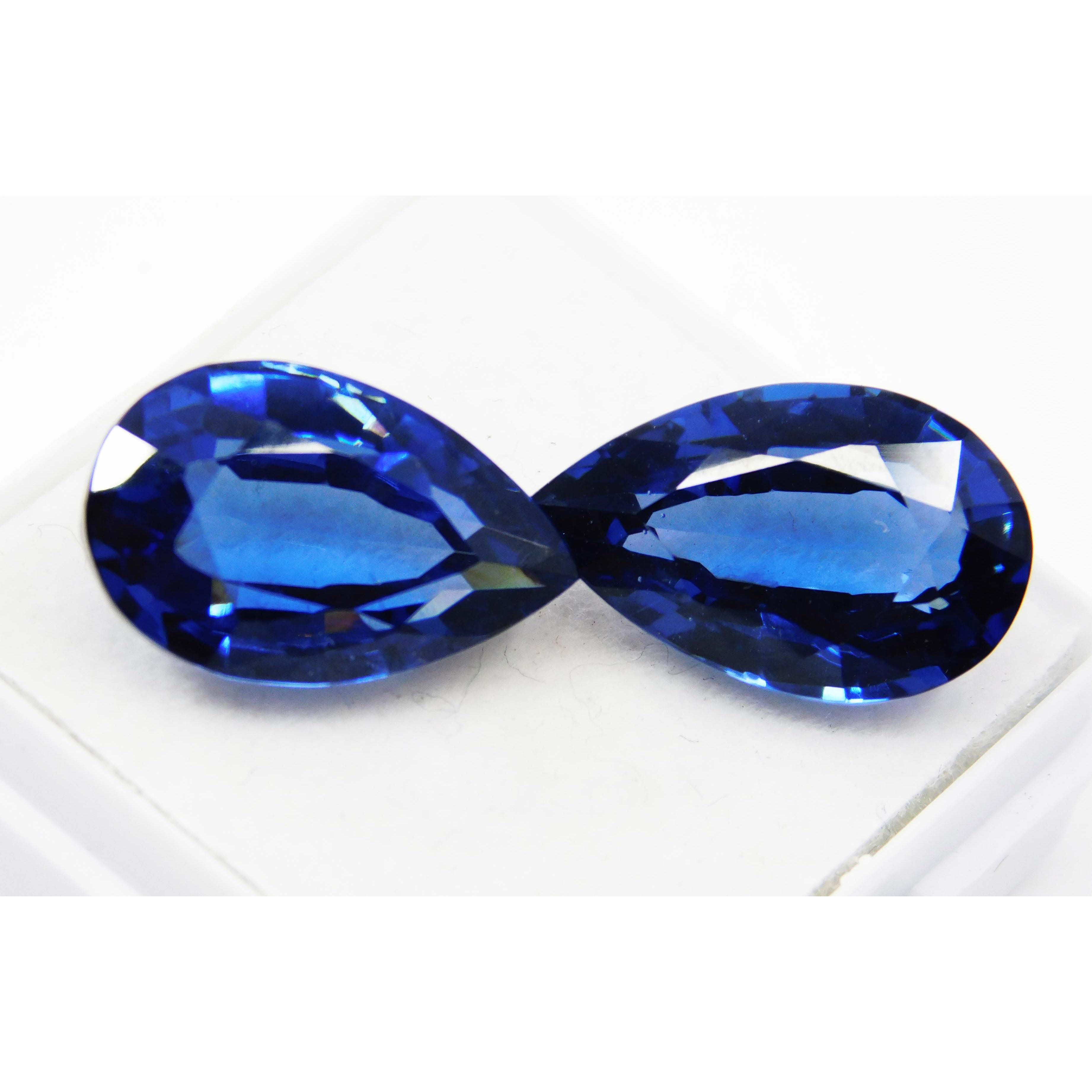 

CERTIFIED 20.45 Ct Pair Natural Blue Sapphire Pear Loose Gemstone Earring Size A-1461 13.6 mm approx синій