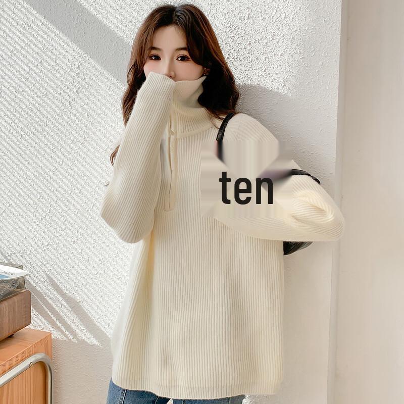 

Mokana Women s Zipper Turn-Down Collar Sweater One Size