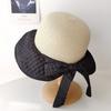 Spring and Summer Pleated Bow Sun Hat Children's Fashion Versatile Splicing Straw Hat Sun Protection Sun Bucket Hat