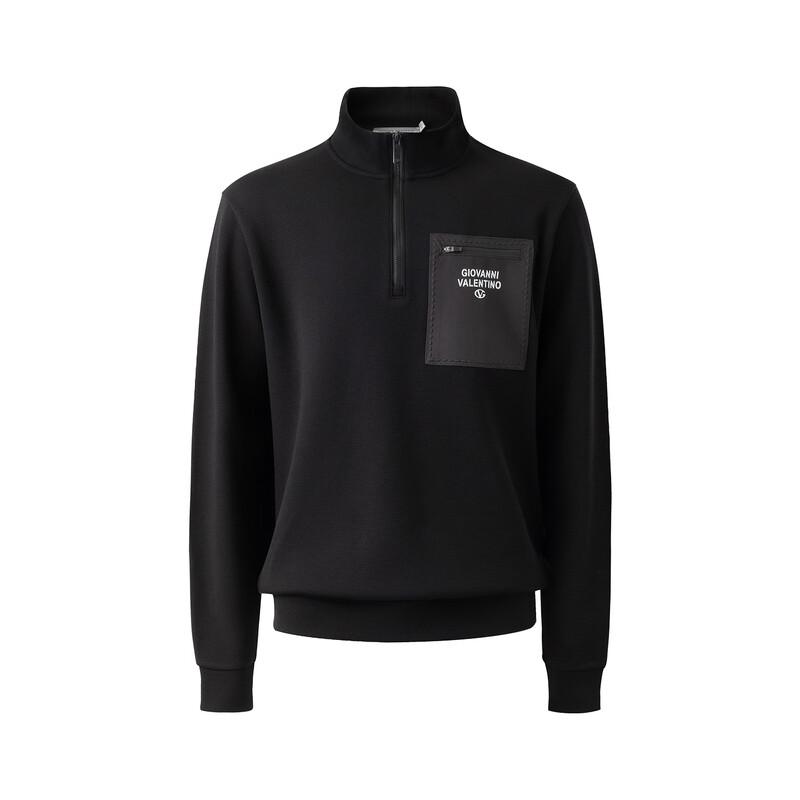 GIOVANNI VALENTINO Men's Half-Zip Wool Blend Stand Collar Sweatshirt