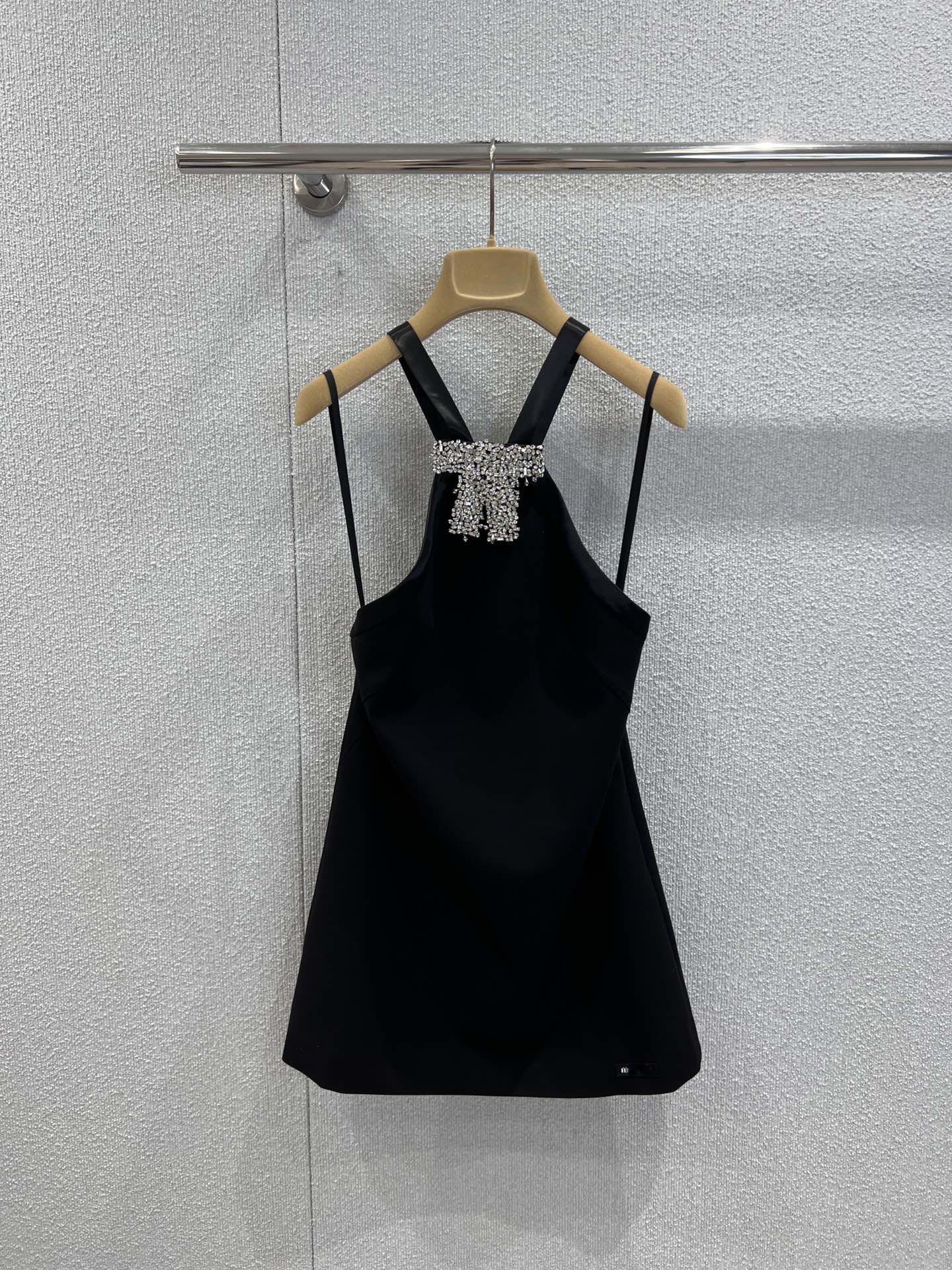 Spring 2026 Elegant Socialite Bow Diamond Dress Large чёрный