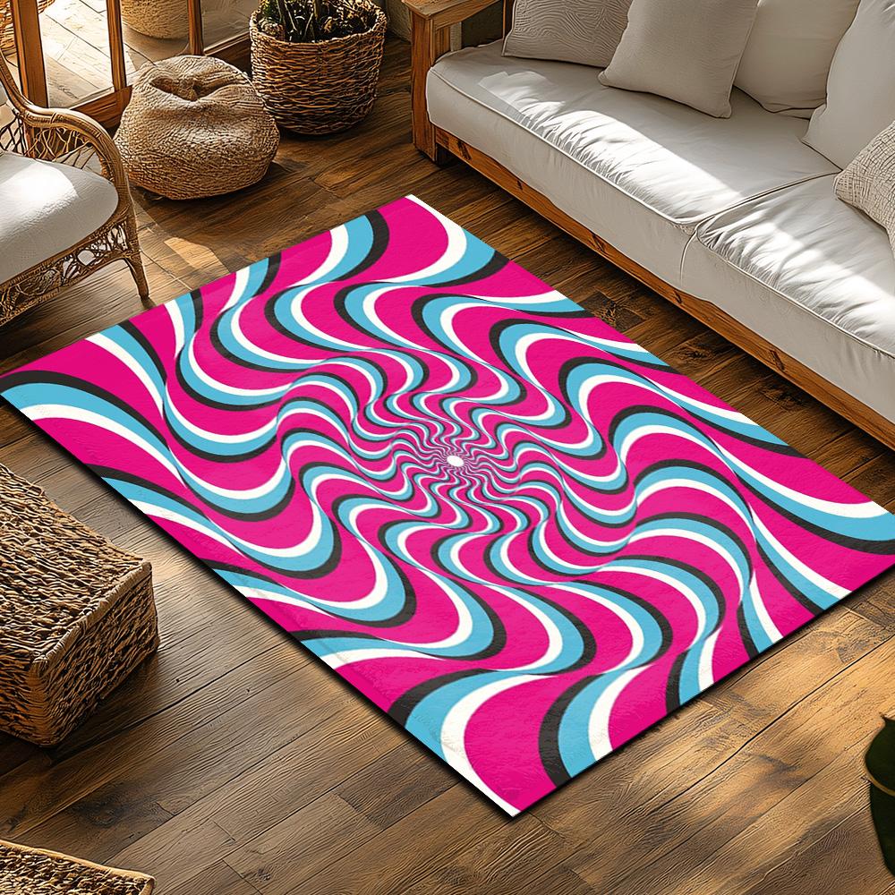 Tuniu Psychedelic Swirl Abstract Optical Illusion Rug NonSlip Home Floor Carpet Mat