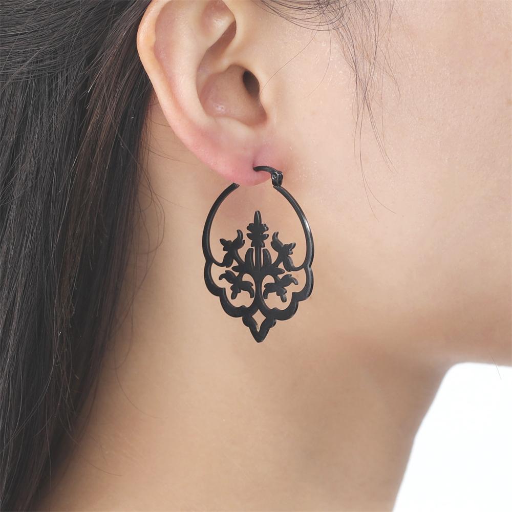 Cazador Vintage Filigree Hoop Earrings for Women Flower Tree Lotus Stainless Steel Jewelry Wedding Birthday Mother Gifts 2025