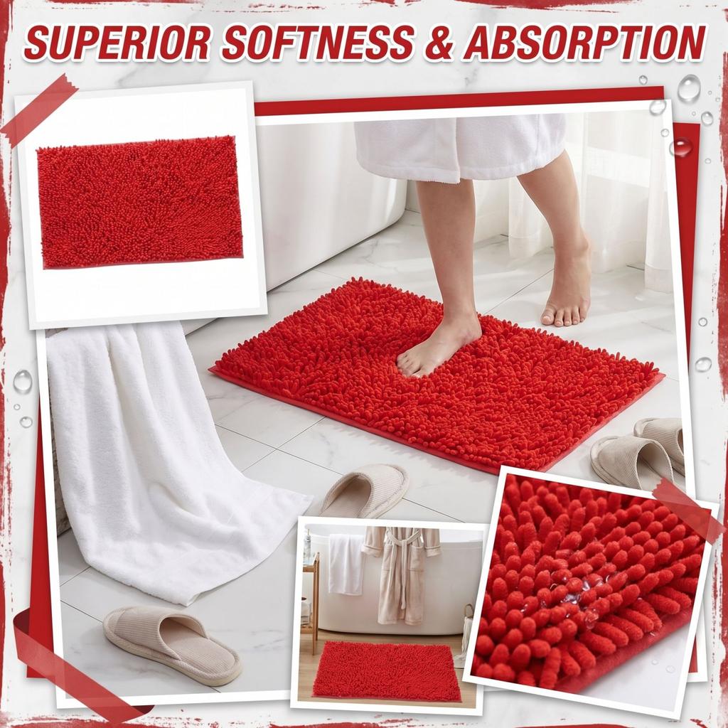 Chenille-Badezimmerteppich 40x60cm Saugfähig Rutschfest Badezimmerteppich Fußmatte Weiche Textur Mikrofaser-Fußbodenmatte