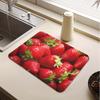 Red Strawberry Dish Drying Mat Coffee Mat Under Coffee Maker Espresso Machine with Non-Slip Rubber Backed Coffee Mat for Draining Racks