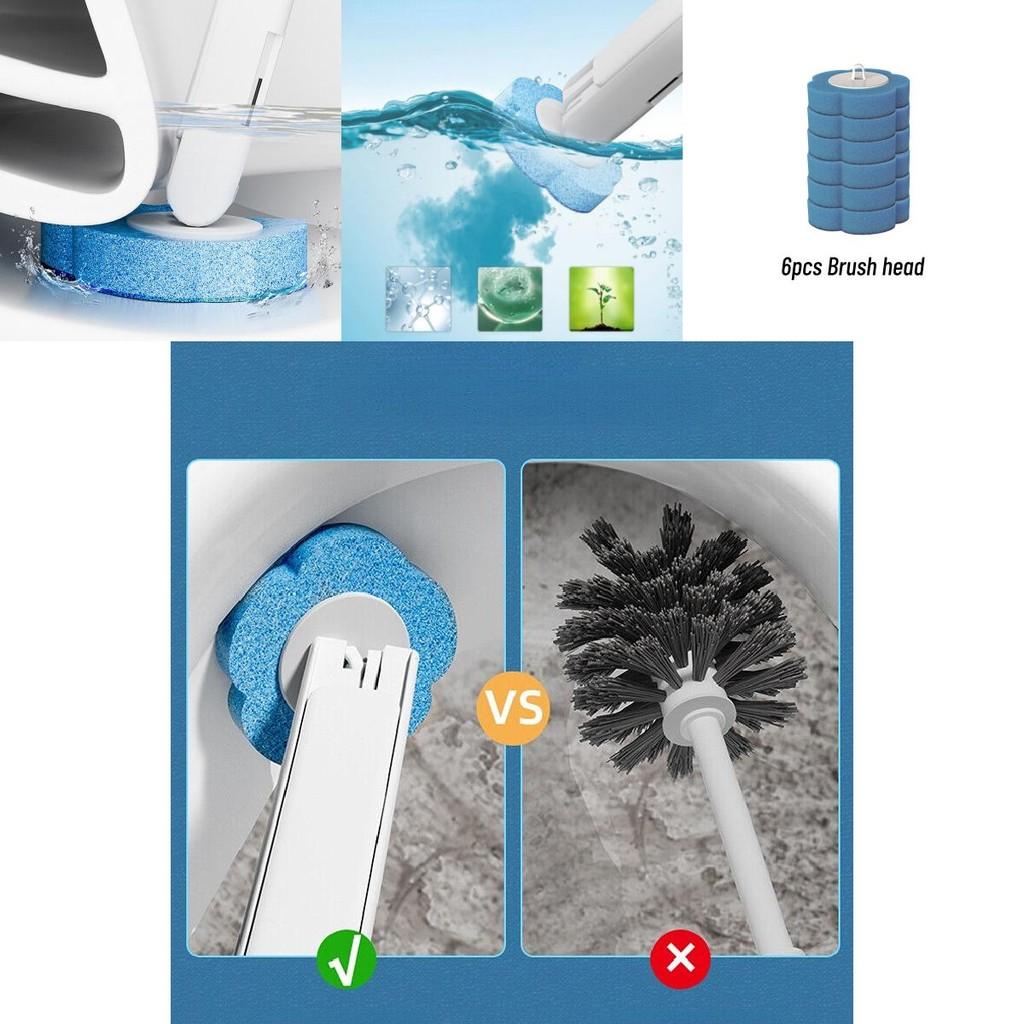 Disposable Toilet Brush Wands With Replaceable Heads Easy To Clean Toilet Bowl Lid And Corner Dirt Plastic Material Blue Yellow Purple