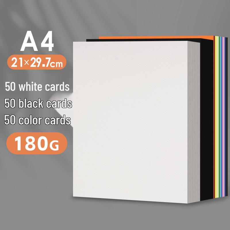 A4 White Cardstock, Black & Colored Paper, Thickened for DIY Kindergarten Crafts & Projects, A3/A4 Size.