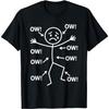 OW! Funny Graphic Tee with Pained Stick Figure & Arrows - Black Short Sleeve T-Shirt for Men & Women