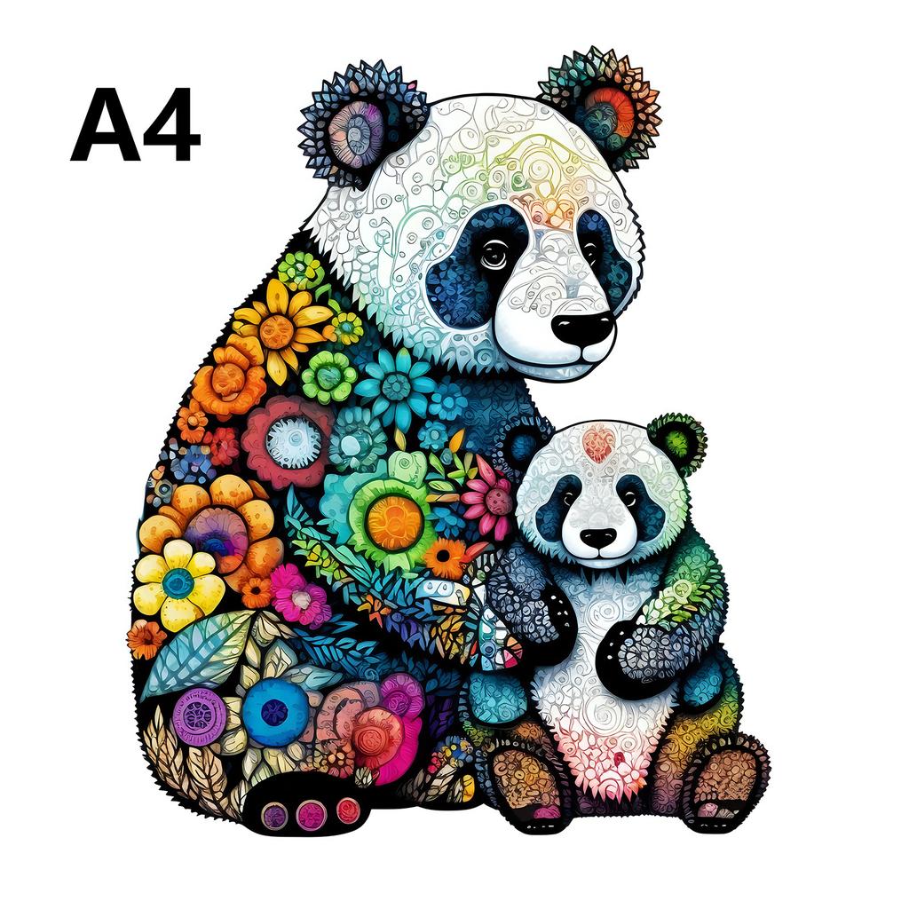 Cute Panda Pattern Wooden Puzzle, Irregular Animal Shapes, Stress Relieving Toys, Holiday Birthday Gift for Boys and Girls