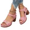 Summer New Women's Chunky Heel Sandals Plus Size High Heel Outdoor Casual Sandals