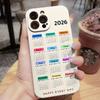 Phone Case For iPhone 17 17AIR 16E 15 14 13 12 11 Pro MAX PLUS XS X XR 7 8 SE 2020 New Year 2026 Calendar Pattern Graphic Cover