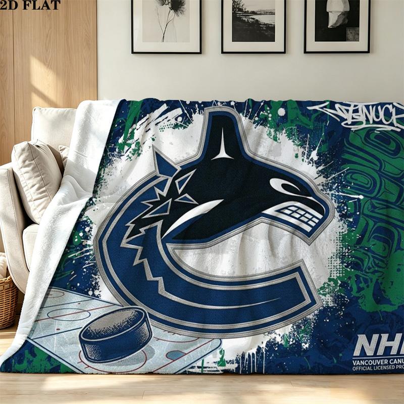 VANCOUVER CANUCKS Print Flannel Blanket High Quality Warm Comfortable Cover for All Seasons Perfect for Gifts Home Decor
