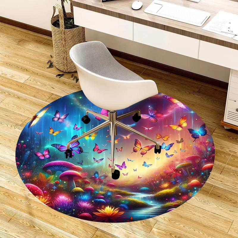1pc Office Carpet Chair Mats Fantasy Butterfly Garden Perfect for Decorating Office Chairs, Living Rooms, Or Bedrooms