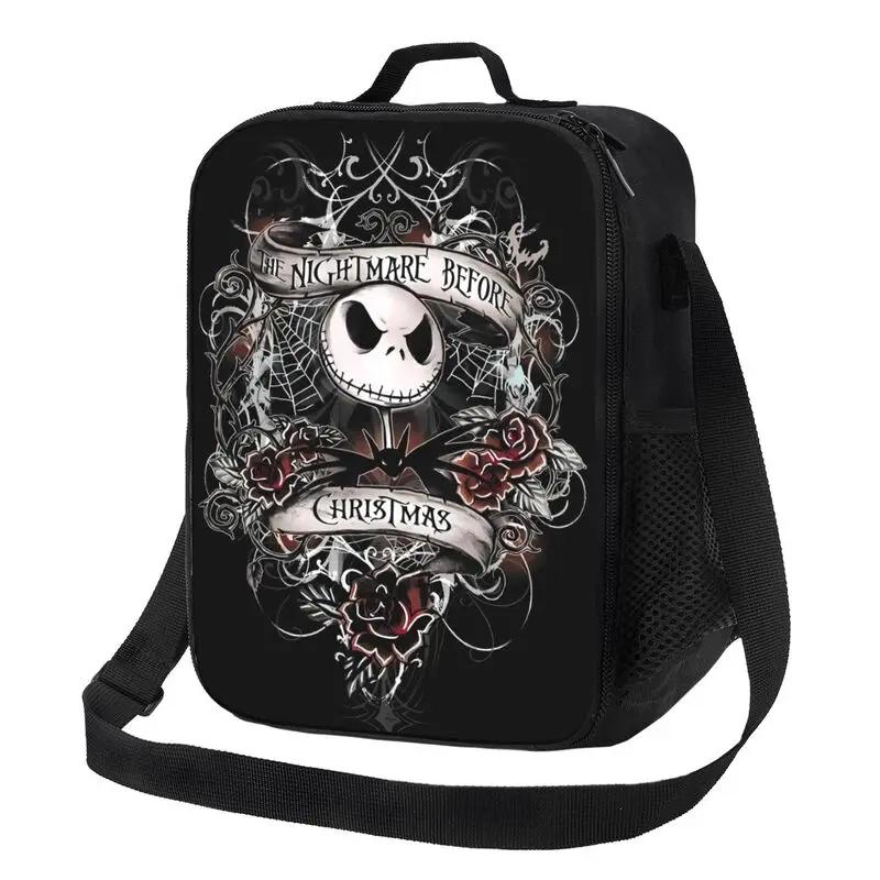 Horror Halloween Christmas Insulated Lunch Bag Portable Thermal Lunch Containers Reusable Cooler Tote Bag for Work Picnic Travel