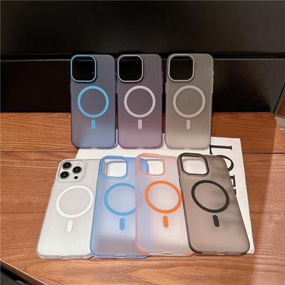 For Apple iPhone 16 15 14 13 12 11 Plus Pro Max Corrugated Grain Transparent Color Magnetic Anti Fingerprint PC Anti-Slip Back Cover Case Shell