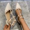 Baotou Rivet Sandals Fairy Wind 2025 New Summer Thick Heel Pointed Head Word with Large Size Single Shoes
