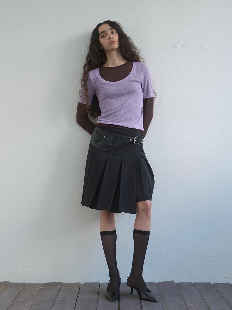 KIJUN Layered Jersey Top Lavender