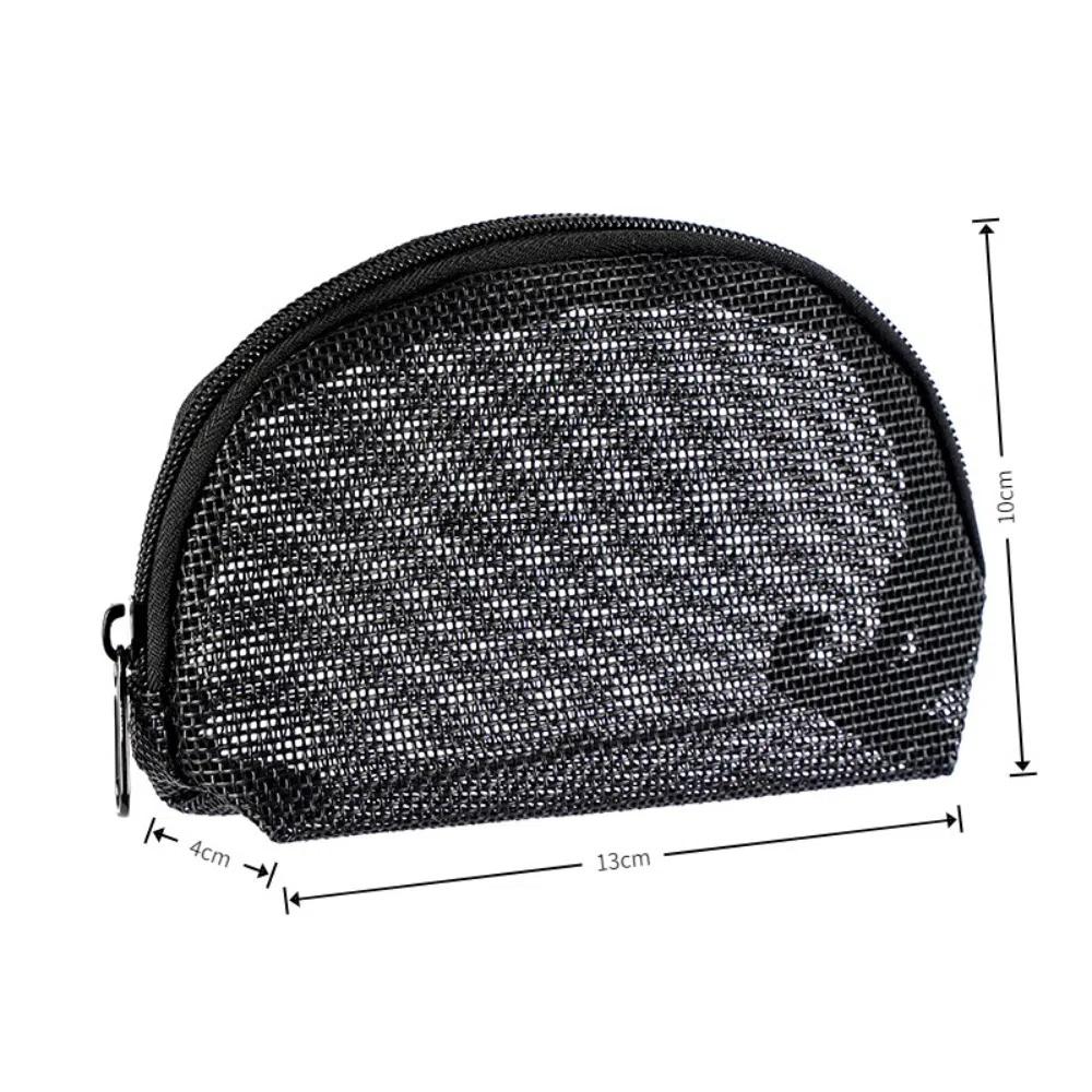 Portable Large Capacity Mesh Makeup Bag Solid Color Lightweight Cosmetic Organizer Bag Handheld Travel Makeup Pouch