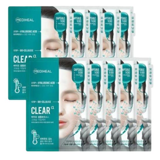 

Mediheal Capsule 100 Bio Seconderm Тканевая маска (10 листов) Clear Alpha 10 sheets