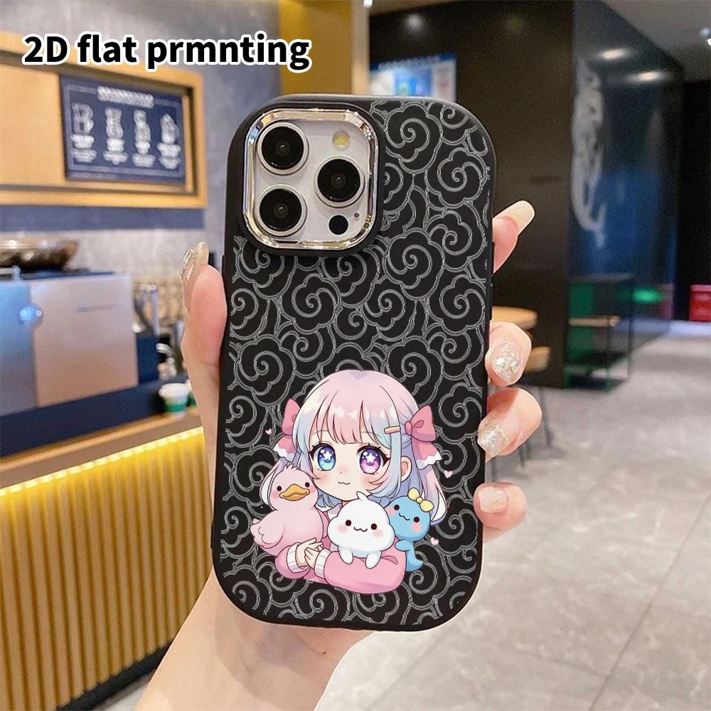 Phone Case: 2D Flat Design Suitable for iPhone 18 17 16 15 14 13 Pro Protective Case, Couple Style, Twin-tail Girl, Christmas and Halloween Gift