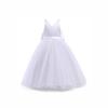 European & American Style Girls' Puffy Satin Mesh Sleeveless Gown for Weddings, Birthdays, & Performances - 2022 Collection
