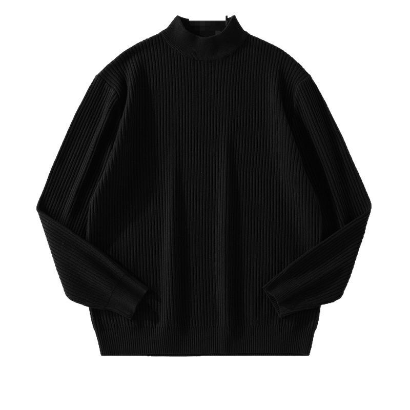 Mens Warm Half Turtleneck Sweater Loose Fit Solid Color Knit Pullover Winter Daily Wear