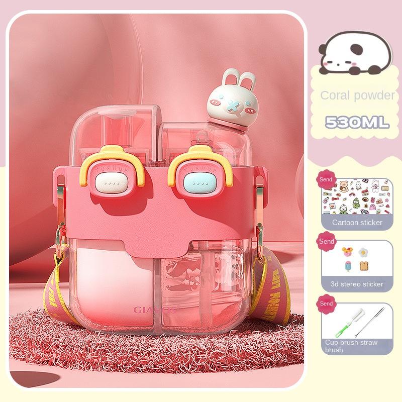 

GIAVOS Large Capacity Portable Plastic Cup High Appearance Level Split Storage Cup Children s Water Cup Students with Straw Cup