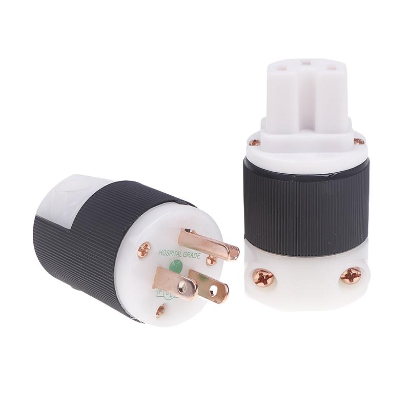 1 Pcs Hifi Audio Us Plug Female Socket American Standard Copper Ac Power Supply Male Connector