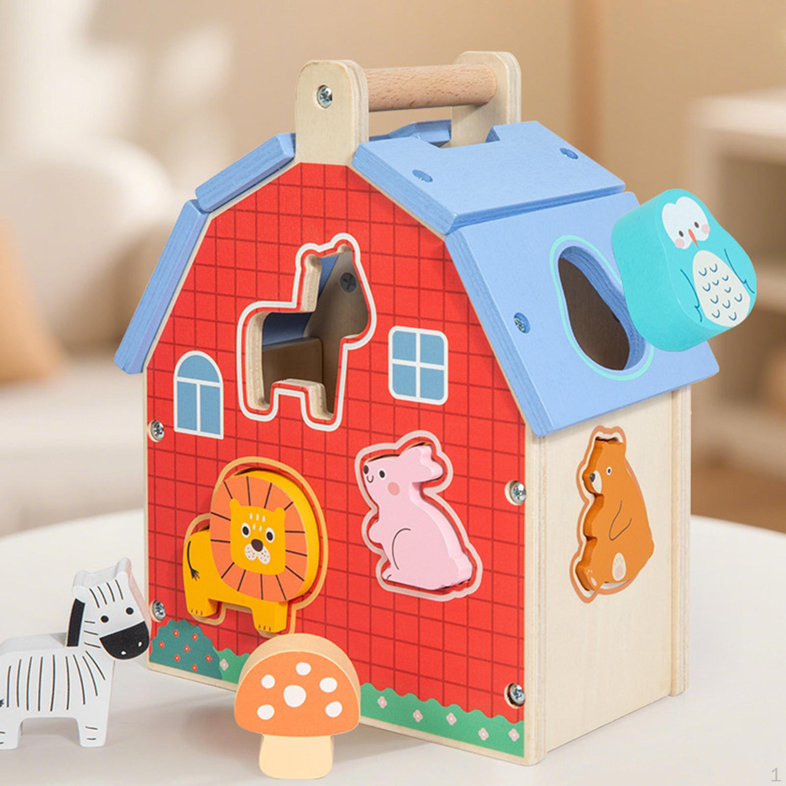 Animal Shape Matching House Wooden Recognition Blocks Children Interactive Sorter for