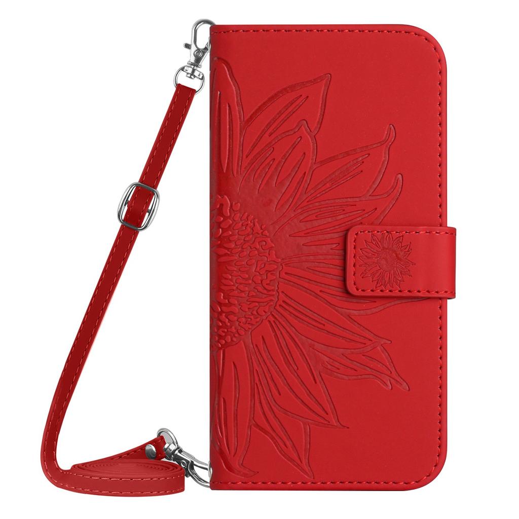 For Samsung Galaxy S26 Ultra Wallet Case Sunflower Imprinted PU Leather Phone Stand Cover with Shoulder Strap