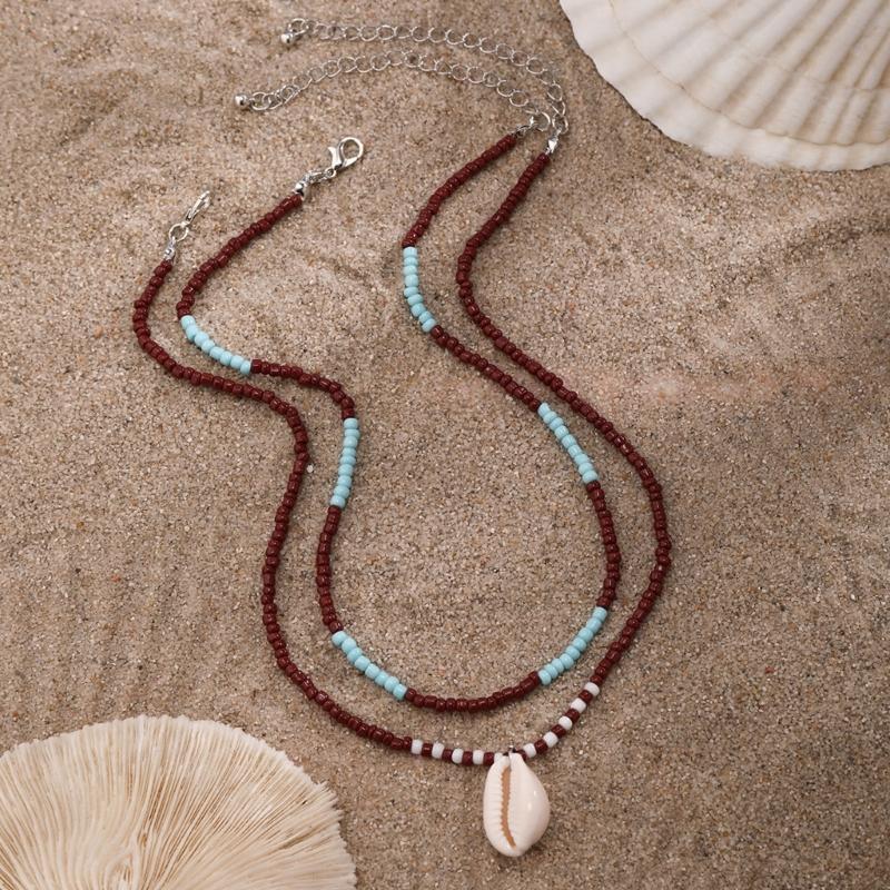 Stylish Beaded Necklace Shell Charm Necklace Neck Accessory Collarbone Necklace Beads Texture Suitable for Everyday