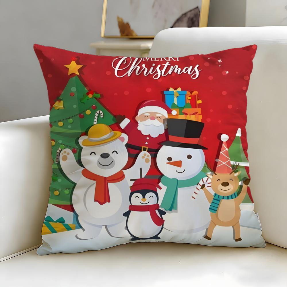 Christmas theme Merry Christmas Cushion Cover Soft  EasyWash Pillow Case  Versatile for Couch Bed Travel and Office